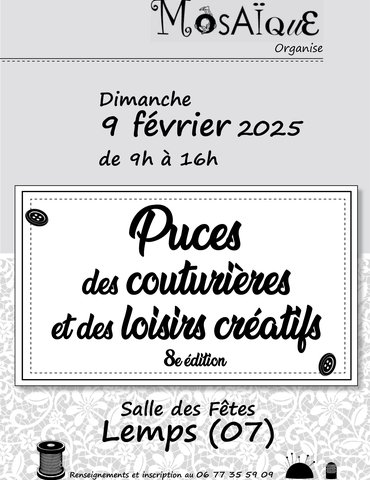 Puces des couturières et des loisirs créatifs à Lemps - 8ème édition